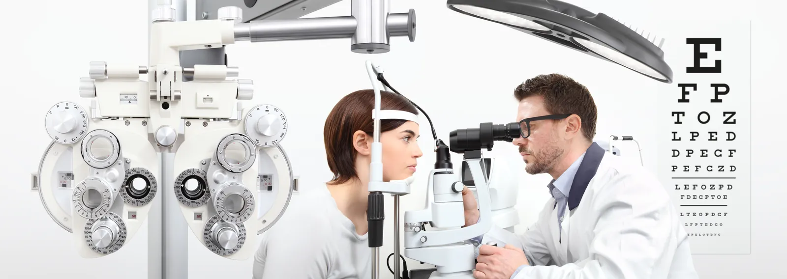 The Agincourt Optical exam room with a phoropter, slit lamp and eye chart